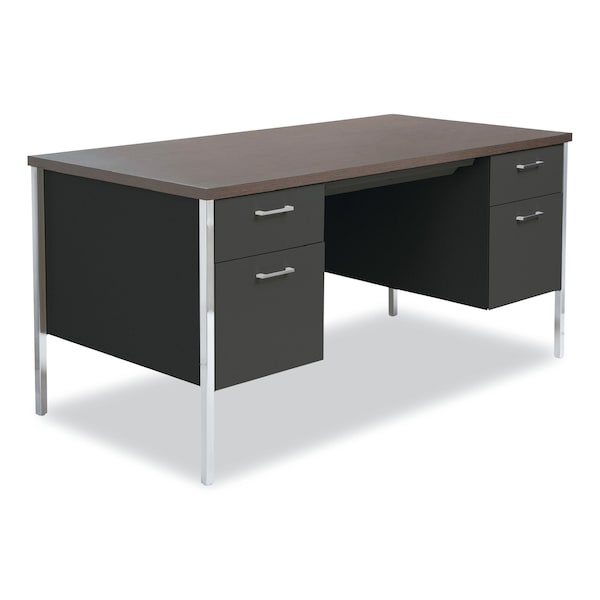 Pedestal Desk Desks, 30" D X 29.5" H, 60" W X Steel, Mocha/Black